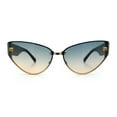 thumbnail image 5 of Womens Metal Frame Rimless Oversized Luxury Fashion Cat Eye Sunglasses Gold Black - Blue Beige, 5 of 7