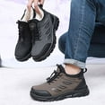 thumbnail image 5 of Men's Furry Lined Ankle Boots Wide Toe Box Slip On Sneakers Plush Lightweight Non Slip Winter Boots with adjustable Strap Brown 11, 5 of 8