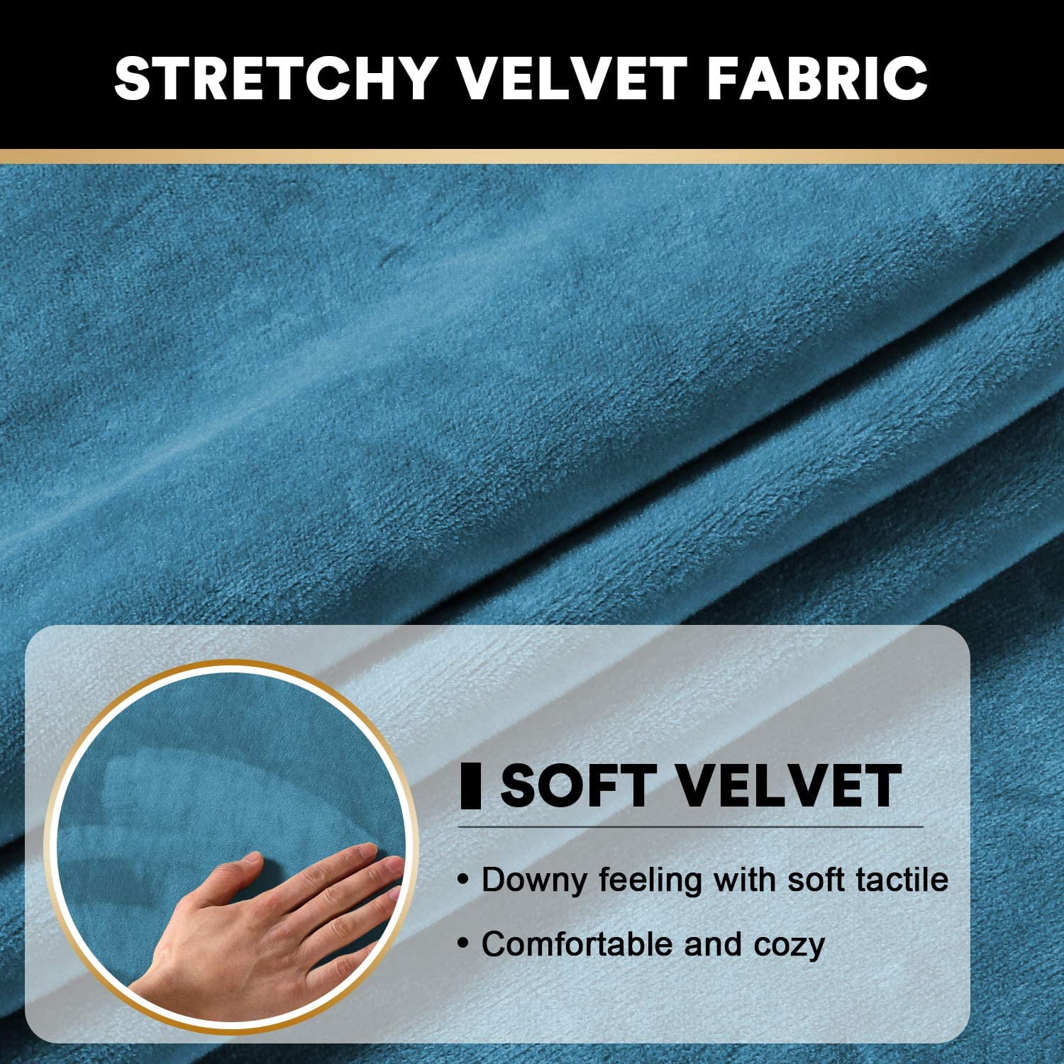 Velvet Stretch Couch Cushion Cover Plush Cushion Slipcover for Chair Sofa Cushion Furniture Protector Seat Cushion Sofa Cover Set of 3
