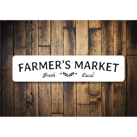 Farmer's Market Novelty Decor, Metal Wall Sign - 4x18 Inches