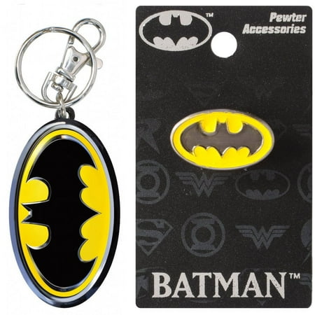 - Bundle 2 Items: One (1) Batman Pewter Color Keychain and One (1) Pewter Lapel Pin