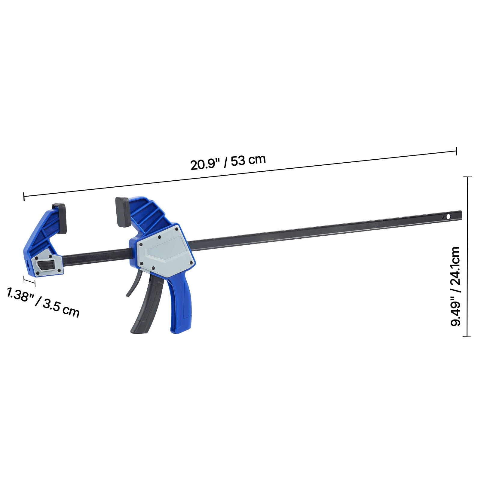 KFFKFF 24-Inch Bar Clamps for Woodworking, 2-Pack Quick-Release F-Clamps with 340 lbs Capacity, Durable Plastic and Carbon Steel, Ideal for Wood and Metal Projects, Blue and Black