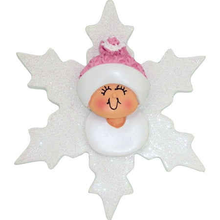 Baby Snowflake - Baby Snowflake Pink Personalized Christmas Ornament DO-IT-YOURSELF