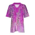 thumbnail image 5 of Tops Cortos para las Mujeres Blusas Impresas Manga Corta Turndown Collar Camiseta, Tops de Blusa para las Mujeres Casual, 5 of 5