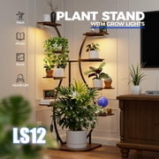 Barrina LS12 Corner Plant Stand with Grow Light 62.2 Tall 9-Tier Plant Shelf for Large Plant Warm Full Spectrum T5 Grow Lights S-Shape Corner Flower Holder for Living Room Home Decor Gardening