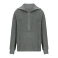 thumbnail image 4 of Samickarr Half Zip Pullover Sweaters For Women Casual Long Sleeve Solid V Neck Collar Ribbed Knitted Loose Slouchy Jumper Tops, 4 of 7