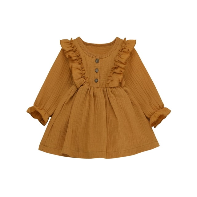Bébé Filles Été Robes Nouvel Automne Enfants Fille Robe Lin Printemps Vêtements Volants Princesse Bambin Bébé Filles Vêtements