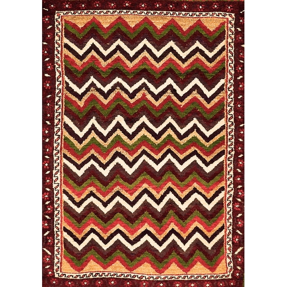 Ahgly Company Indoor Rectangle Abstract Orange Modern Area Rugs, 2' x 3'