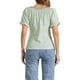 thumbnail image 3 of BLUSA DE GINGHAM A CUADROS INSPIRADORA PARA MUJER CON CUELLO REDONDO, VOLANTES Y MANGAS PUFF TAMAÑO XS VERDE, 3 of 6