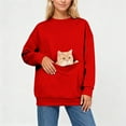 thumbnail image 5 of FASHOFT Womens Cat Pouch Hoodie with Dog Pouch Flannel Sweatshirts with Pockets Pet Carrier Animal Holder Long Sleeve Pullover Tops Red XXL, 5 of 9
