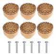 thumbnail image 1 of Uxcell 6pcs Rattan Knobs Round Wooden Dresser Knobs with Screw, Wood Color, 1 of 4