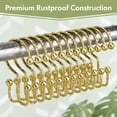 thumbnail image 6 of Bathway Gold Shower Curtain Hooks, 12PCS Minimalist Simple Double Shower Curtain Rings, Rust-Resistant Metal Shower Hooks Shower Curtain Hangers, Shower Rings for Bathroom Shower Rods Curtains, 6 of 7