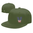 thumbnail image 7 of DouZhe Flat Brim Cap Snapback Hat, Alphabet V America Usa Flag Prints Adjustable Green Adult Baseball Cap, 7 of 7