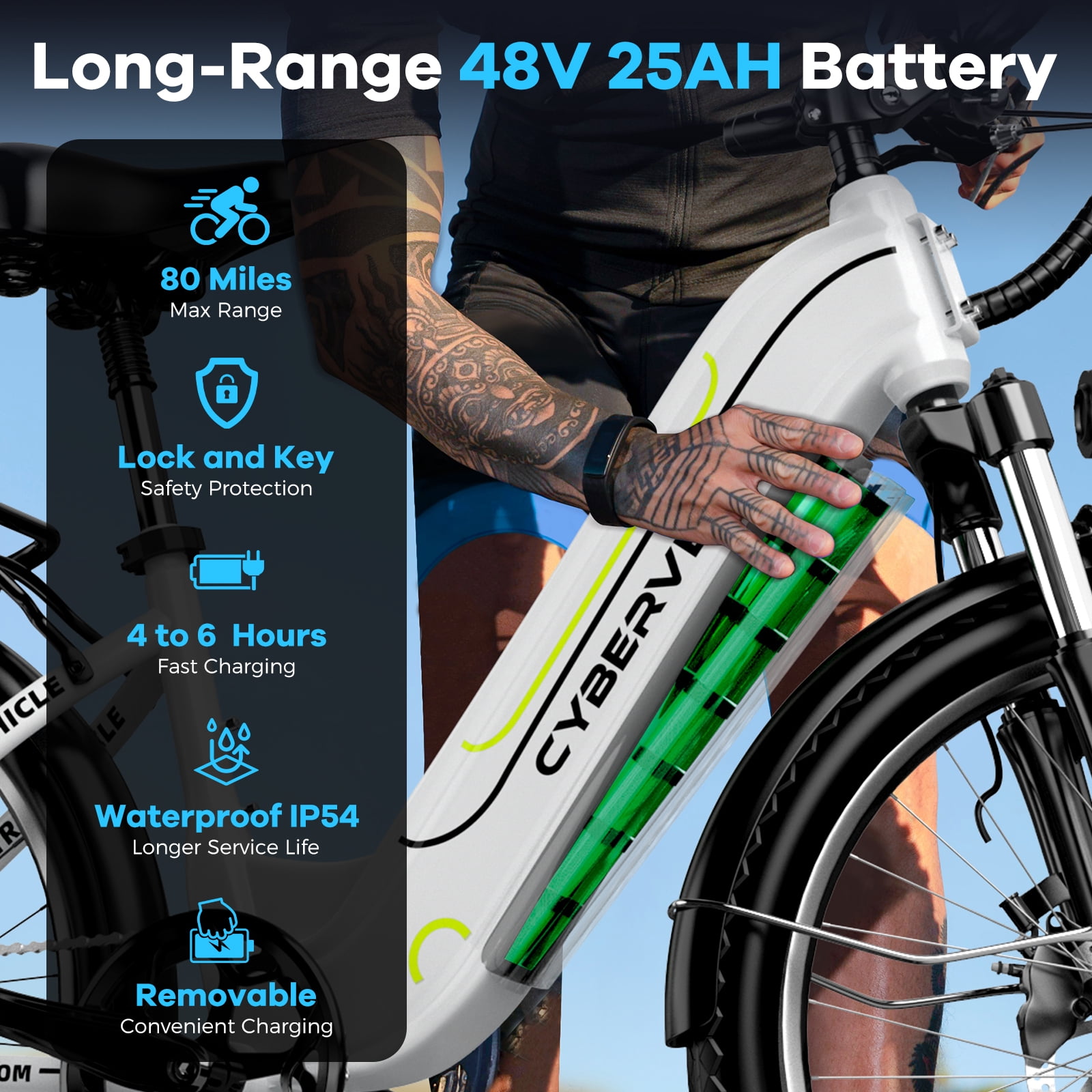 1000 Peak Electric Bike for Adults,up 80 Miles 25AH Removable Battery Ebike, 26" Electric E Bike with 7-Speed,Adult Electric Bicycles for Commute Beach Snow Man Womens All Terrain