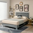 thumbnail image 2 of Costway Full Upholstered Bed Frame Mattress Foundation with Button Tufted Velvet Headboard, 2 of 10