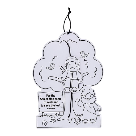Fun Express Color Your Own Zacchaeus Story Craft Kit - DIY Biblical Activity for Kids - Includes 12 Kits Perfect for Sunday School Parties and Craft Time Multicolor -  12 Pieces