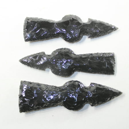 

3 Obsidian Ornamental Tomahawk Heads #372N Ax Axe Hatchet