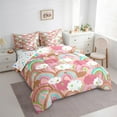 thumbnail image 3 of Feelyou Dreamy Pink Rainbow Bedding Comforter Set 7pcs for Child, Kawaii Stars Love Heart Queen Bedding Sets, Fairy Tale Style Reversible Queen Sheet Sets, Ultra Soft Bedroom Decor, 3 of 8