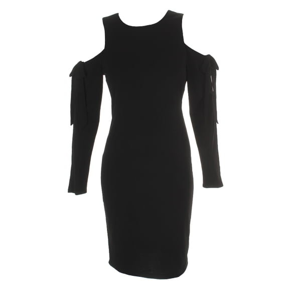 Calvin Klein Womens Black Tie-Sleeve Cold-Shoulder Sheath Dress 6