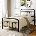 thumbnail image 2 of Amolife Twin Size Metal Platform Bed Frame with Vintage Headboard & 12.6" Under-Bed Storage, Black, 2 of 8