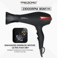 thumbnail image 3 of Hair Dryer, 2200 Watt Professional Ionic Salon Blow Dryer, Ceramic Tourmaline Hairdryer with 2 Concentrator Nozzle Attachments, Pro Ion Quiet Dryers - Best Soft Touch Body, 3 of 9