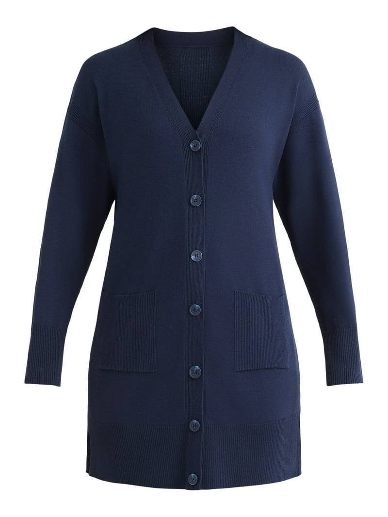 Time and Tru Women's Longline Button Front Cardigan Sweater