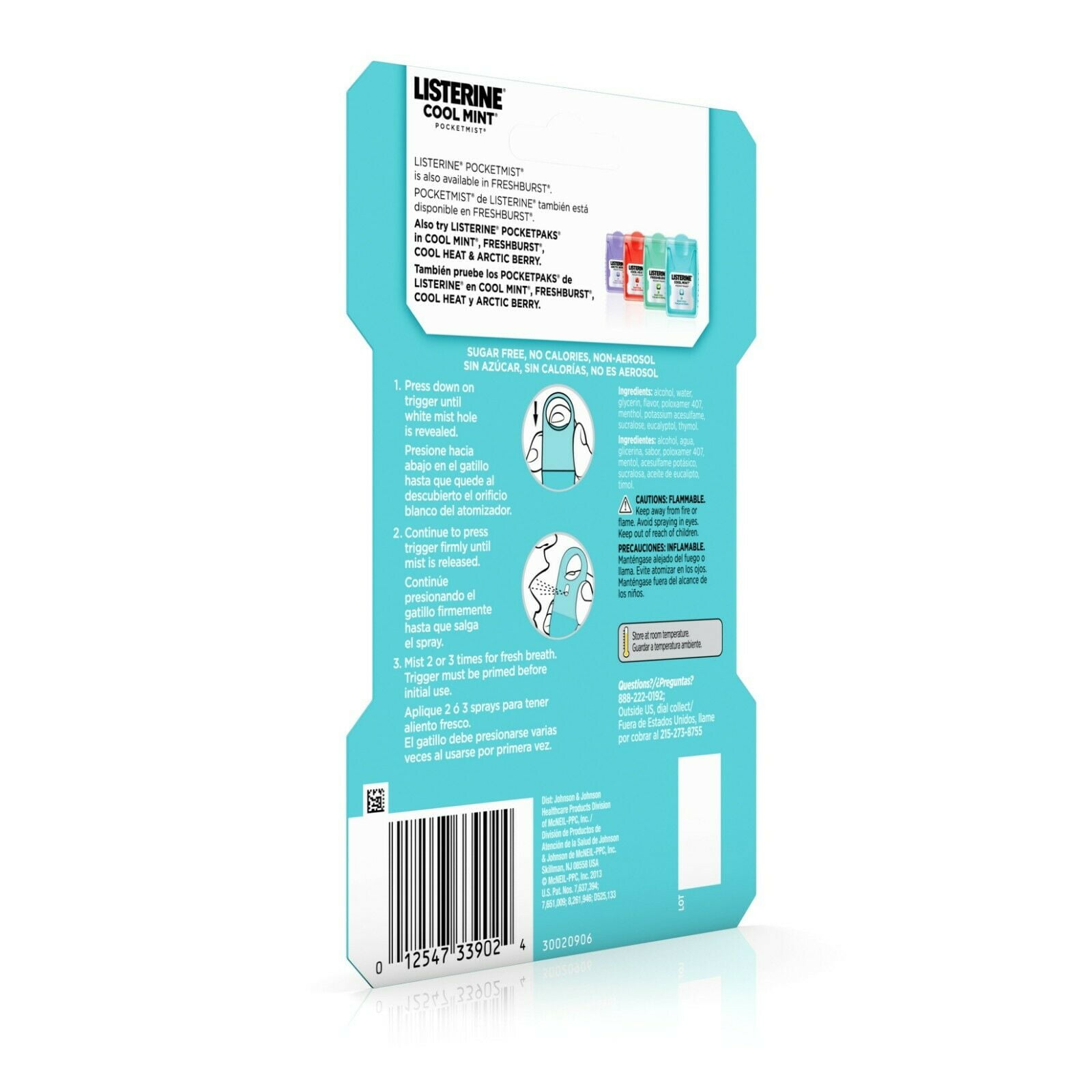Listerine PocketMist Oral Care Cool Mint 0.52 oz (Pack of 3)