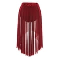 thumbnail image 4 of SiiRoh Women Rhinestone Lyrical Ballet Dance Skirt High Low Dance Practice Skirt Ballroom Dancewear Burgundy M, 4 of 5