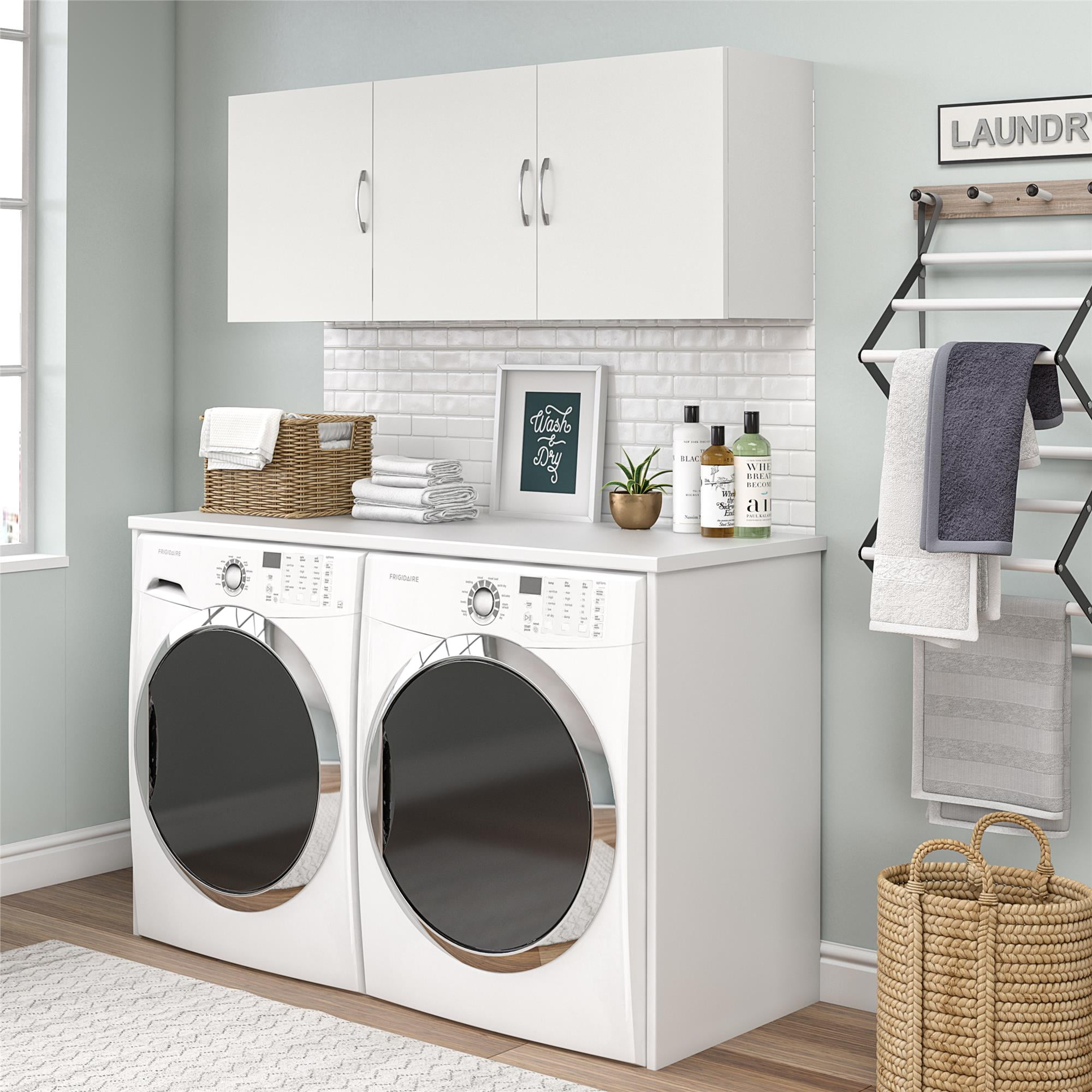 RealRooms Basin 54" 3 Door Wall Cabinet with Adjustable Shelf, White