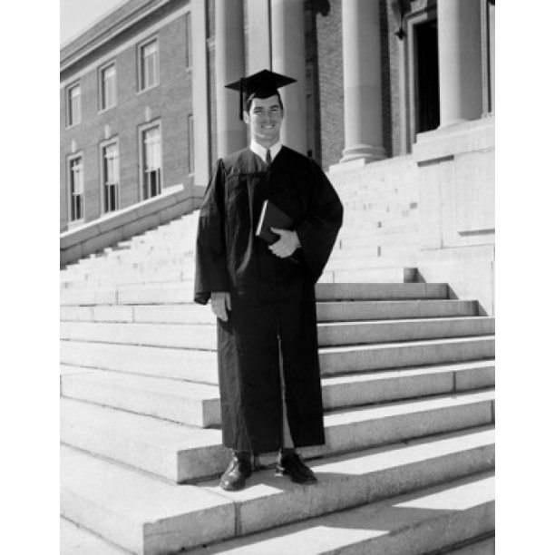 Man in graduation gown holding diploma Poster Print (24 x 36) Walmart