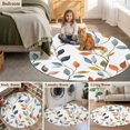 thumbnail image 5 of Round Rugs 8Ft, Colorful Leaf Round Area Rug Washable Indoor Throw Carpet, Pastoral Botanical Summer Spring Large Non Slip Circle Rug for Kids Room RV Home Decor Aesthetic, 5 of 8