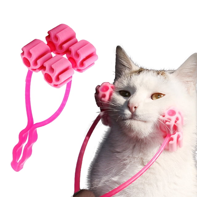 SIfdSeng Rouleau Masseur pour le Visage pour Chat Outil de Toilettage pour Animaux Brosse avec 4 Poignées de Rouleau Masseur Rouleau Masseur en Silicone