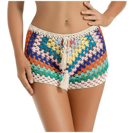 Valueadd Crochet Cover Up Shorts For Women Knitted Hollow Out Waist Bikini Shorts Coverups Beach Bathing Suit