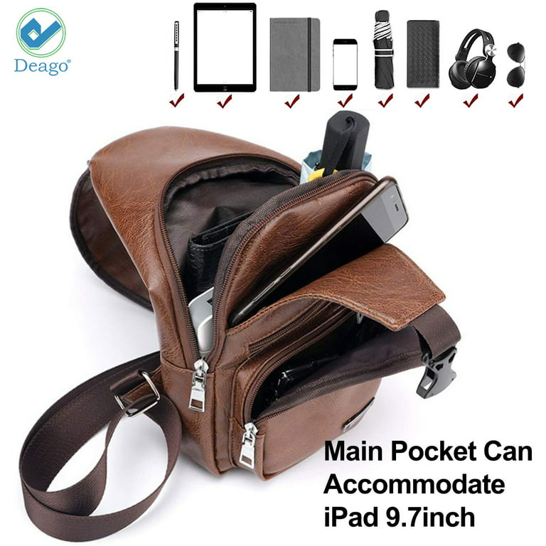 Sling Bag PU Leather Chest Bag Crossbody Shoulder Bag For Men Women (Random  Style Send)