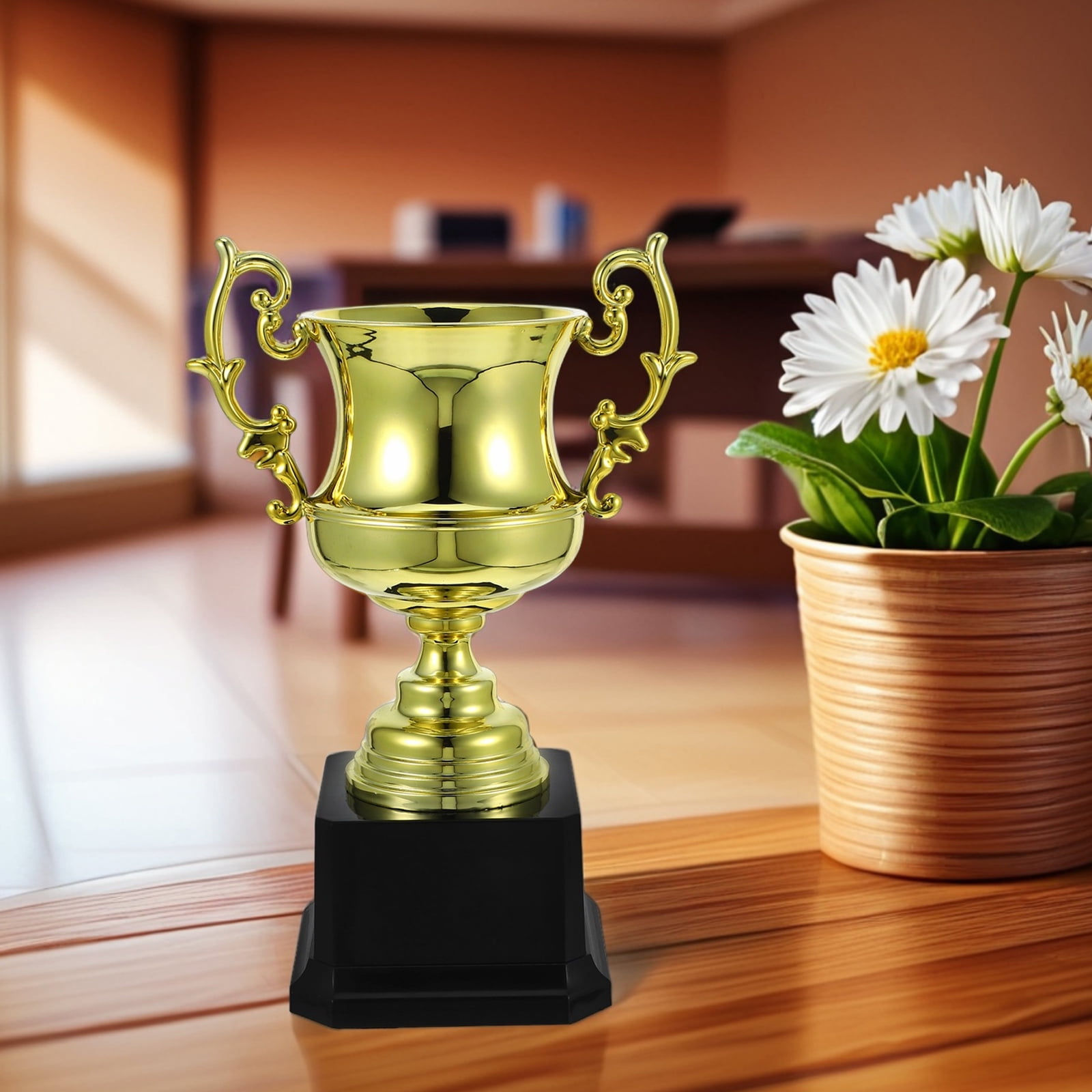 FONDOTIN Golden Plastic Trophy Award with Elegant Craftsmanship for Competitions, Recognition, and Achievement Celebrations