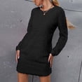 thumbnail image 5 of Robes Automne Hiver pour Femmes Col Rond Couleur Unie Manches Longues Robe Chandail Décontractée Ample Douce Mini Robe, 5 of 5