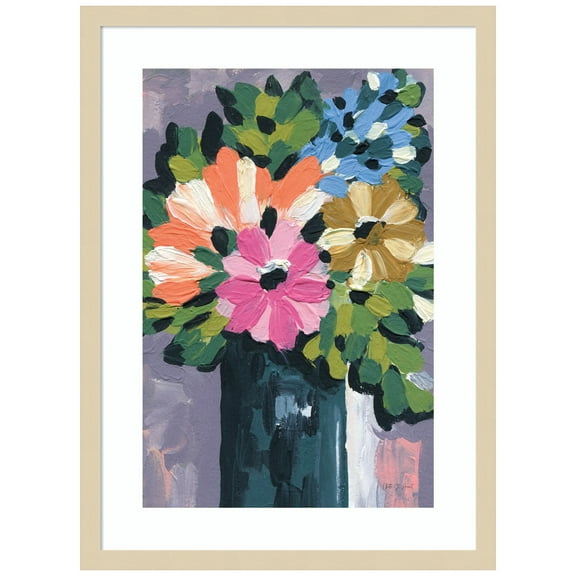 Amanti Art Painterly Florals in Vase I Wood Framed Wall Art Print