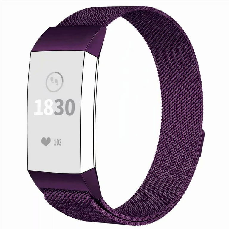 For Fitbit Charge 3 / Charge 3 SE / Charge 4 Fitness Activity Tracker Woven  Stainless Steel Mesh Loop Bracelet Strap Replacement Band Magnetic Clasp  Adjustable Small For 5.3-6.9Wrist Purple 