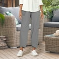 thumbnail image 6 of Pants for Women Loose Straight Summer High Casual Waist Solid Relaxed Fit Durable Daily Breathable Trendy Full Grey Trousers Sizes 4XL, 6 of 7