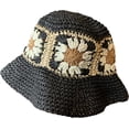 thumbnail image 6 of CoCopeaunts Women Straw Bucket Hat Flowers Pure Hand-Woven Crochet Fisherman Hat Beach Summer Breathable Hollow Bucket Cap, 6 of 8