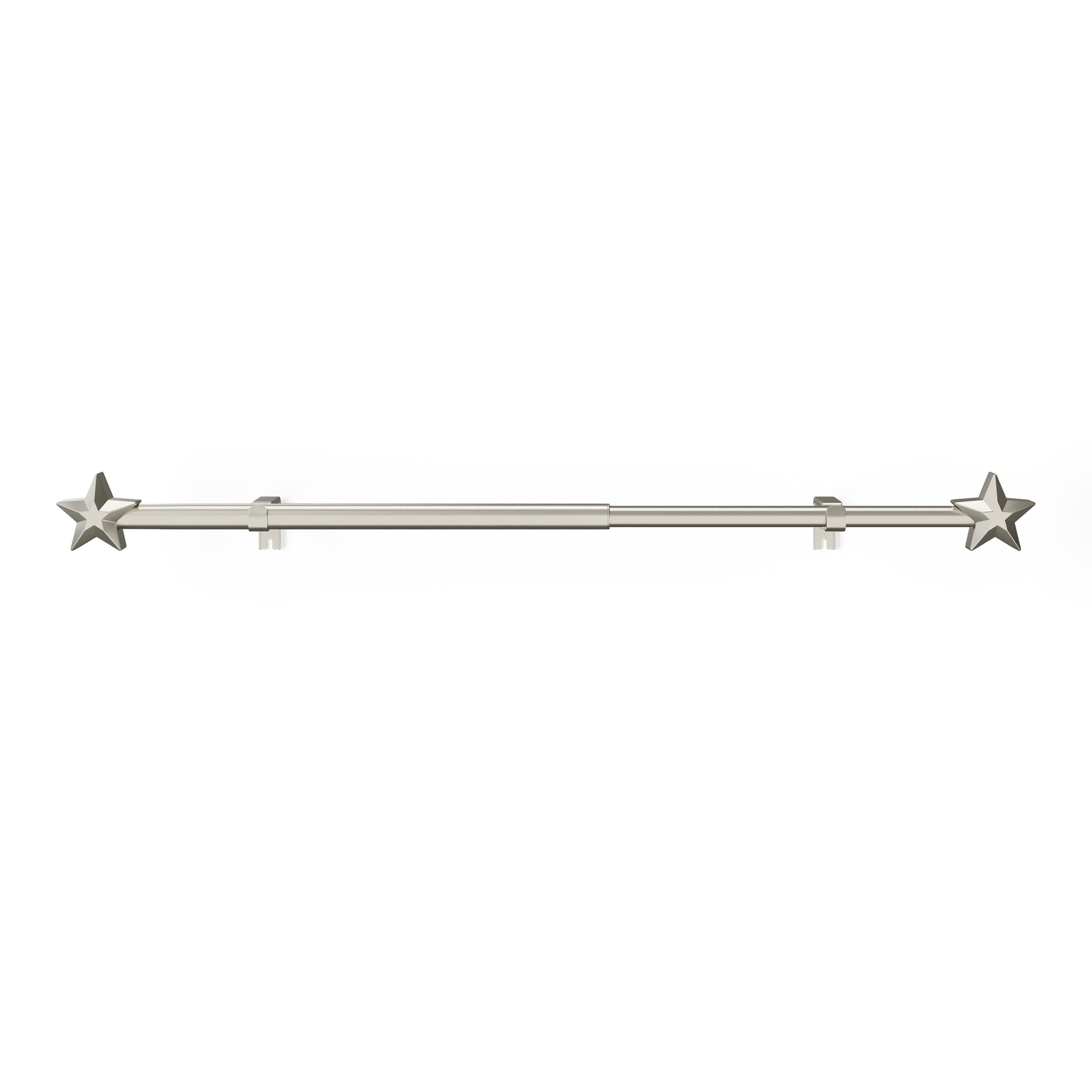 Mainstays Kids 3/4" Satin Nickel Star Adjustable Single Curtain Rod, 28"-48"