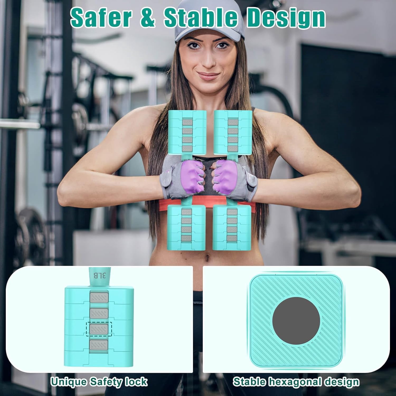 Adjustable Dumbbells Set of 2, 5-in-1 Adjustable Weight Dumbbells for Women/Men, 3lb/5lb/7lb/9lb/11lb Dumbbell Weights Set for Home Gym Workout