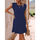 thumbnail image 5 of Vestidos de Verano para Mujer, Cuello Redondo, Corta, Dobladillo con Volantes, Vestido Mini Informal, Azul Oscuro, Talla M, 5 of 7