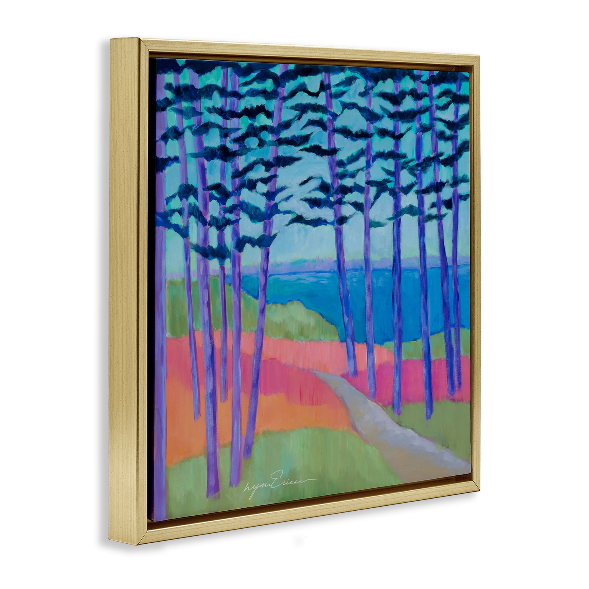 Stupell Industries Razzle Dazzle Forest Scene Gold Framed Floater Canvas Wall Art, design by Lynn Ericson Fine Art