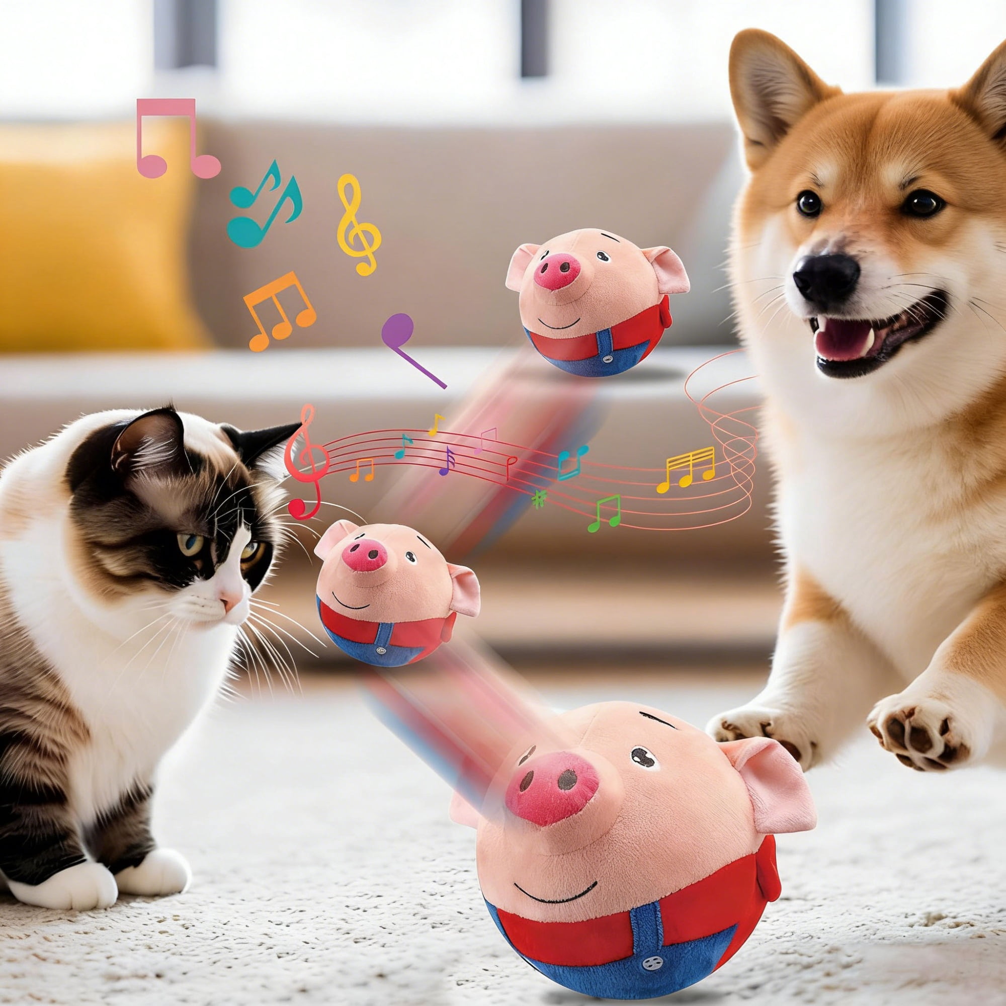 Interactive Dog Toys,Active Moving Pet Plush Toy,Rechargeable Squeaky Dog Ball Toy with Talking Sound,Washable Bouncing  Toy for Dogs Puppies to Keep Them Busy.