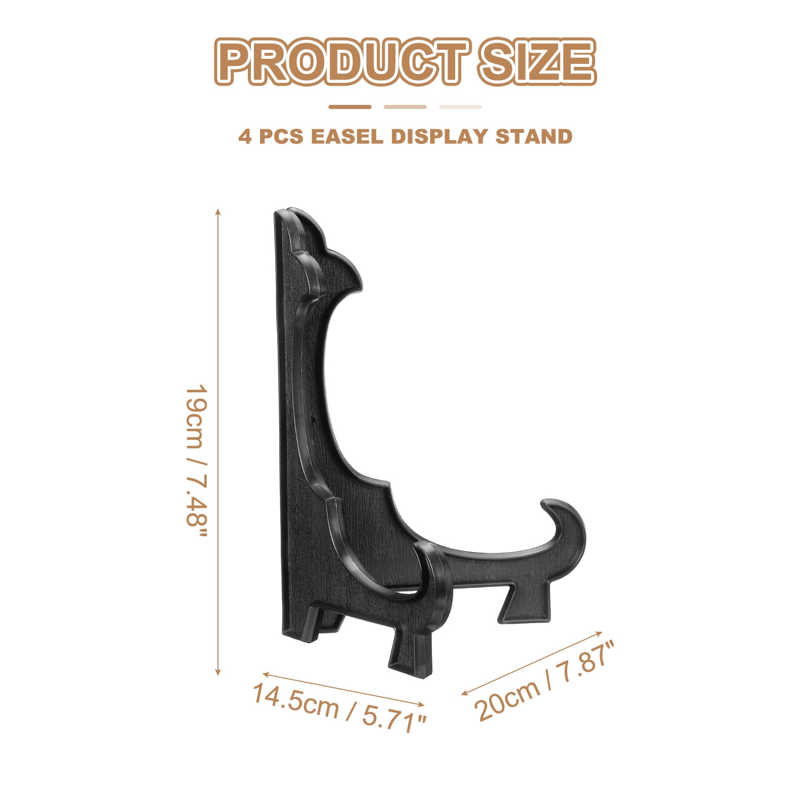 4 Pcs Acrylic Easels Plate Stands, 7.87 Inch Folding Plate Display Stands Holder Easels Plate Holders for Display Frames Decorative Picture Frame Magazine, Black