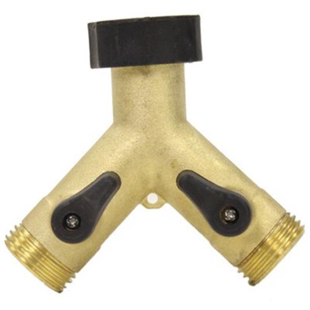 Gilmour 3/4 in. Brass Threaded Male YHose Connector with Shut Offs