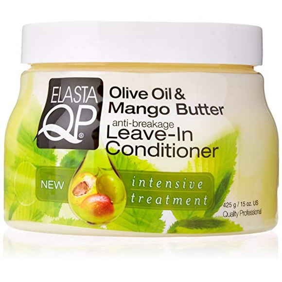 Elasta QP Après-shampooing Sans Rinçage à l'Huile d'Olive et au Beurre de Mangue 15 oz