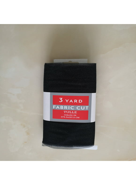 Fc 54"*3yd sparkle precut tull fabric black,100% nylon