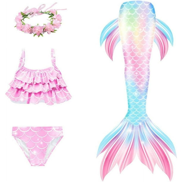 Cola de sirena para nadar para niñas y niños, hermoso disfraz de sirena, traje de baño, traje de baño Cosplay